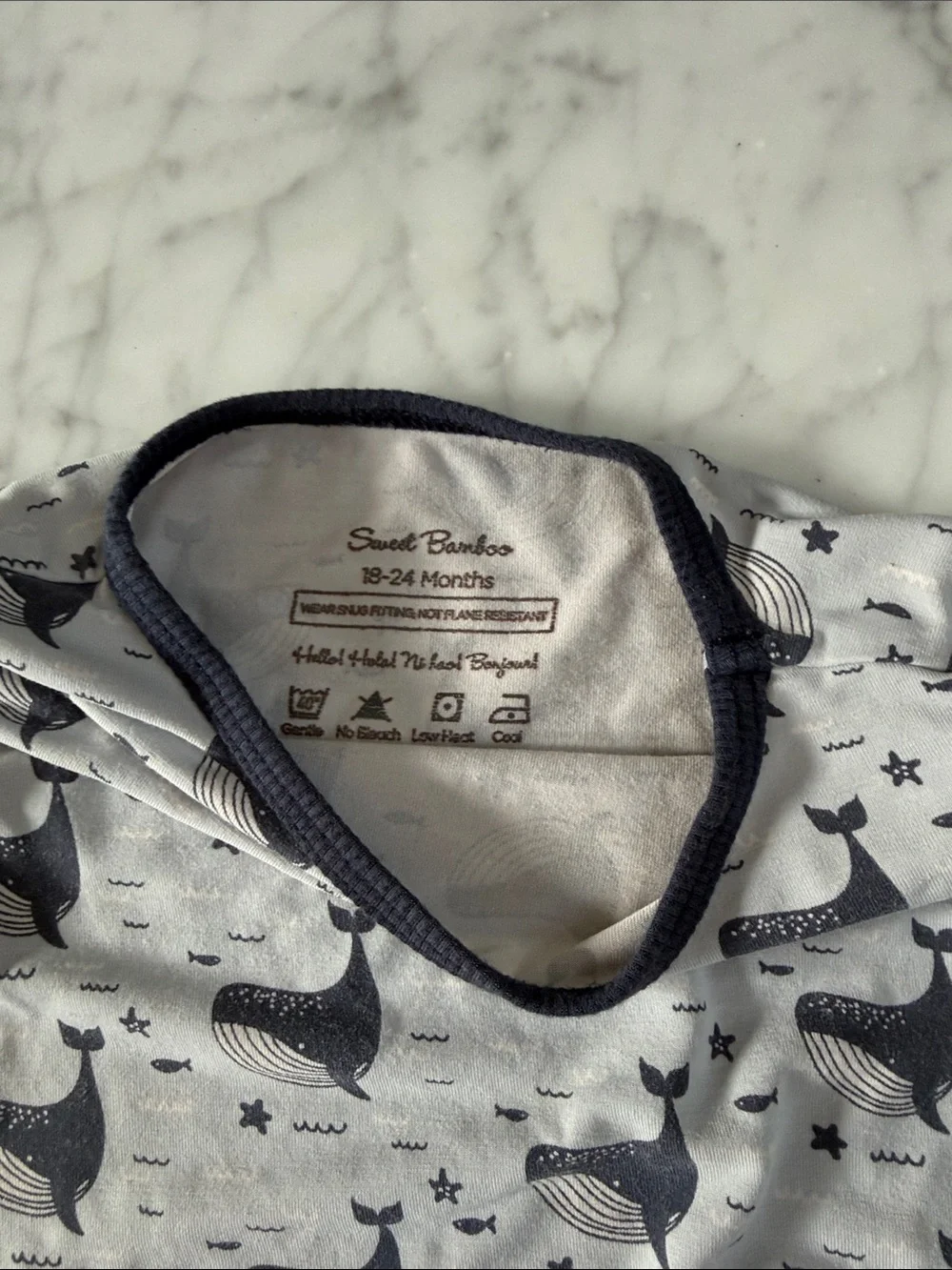 Sweet Bamboo baby pajama Set Sz 18/24 Mo Whale Print